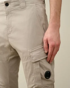 Discount C.P. Company Straek Satin Ergonomisk Logo Cargo Bukser Gaze Hvid