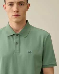 Discount C.P. Company Stretch Piquet Almindelig Langaermet Poloshirt Sort