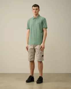 Discount C.P. Company Stretch Piquet Almindelig Langaermet Poloshirt Sort