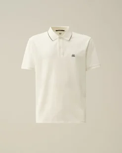 Online C.P. Company Stretch Piquet Almindelig Langaermet Poloshirt Total Eclipse-Blue