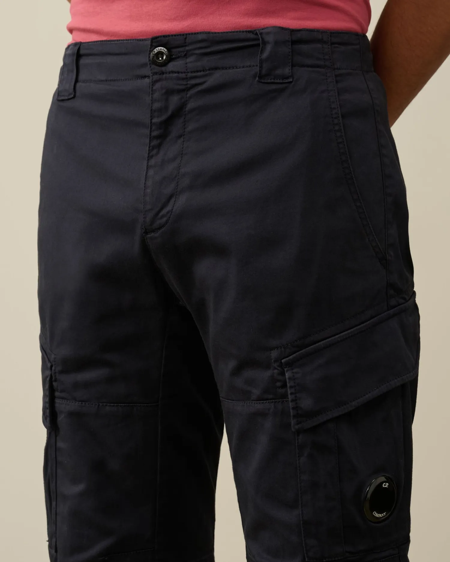 Shop C.P. Company Stretch Satin Cargo Shorts Total Eclipse-Blue