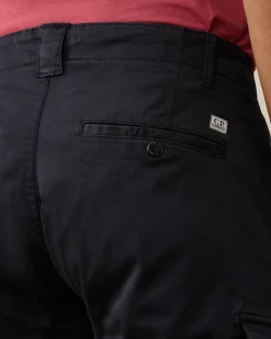 Shop C.P. Company Stretch Satin Cargo Shorts Total Eclipse-Blue