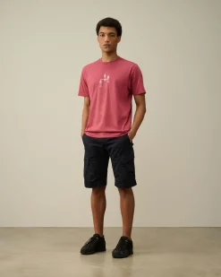 Shop C.P. Company Stretch Satin Cargo Shorts Total Eclipse-Blue