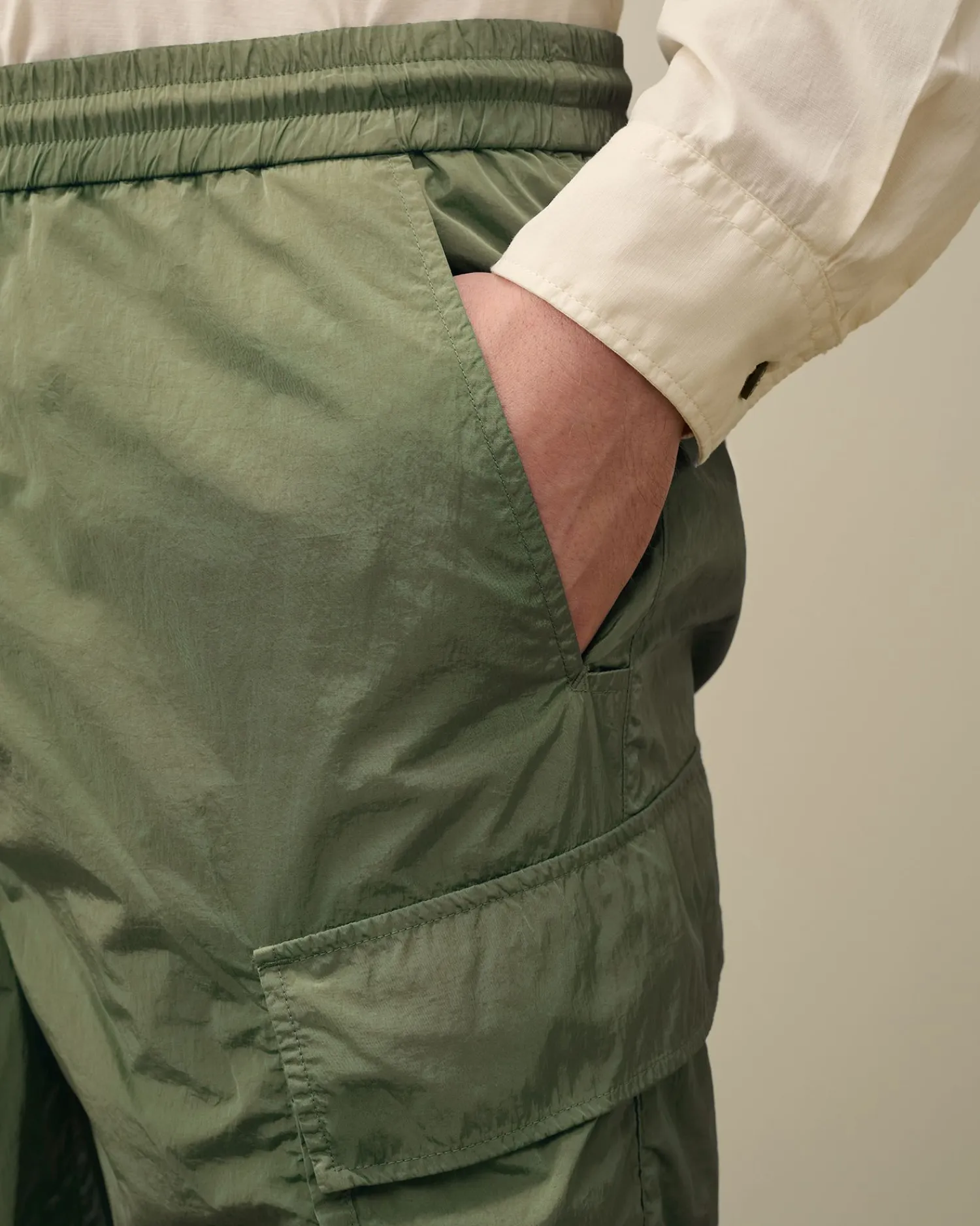Fashion C.P. Company Stretch Satin Cargo Shorts Stovregn Gra