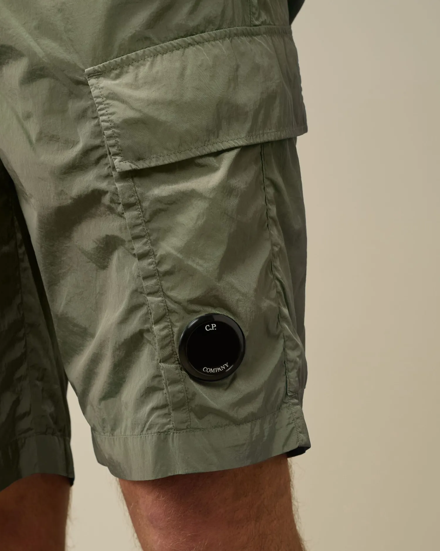 Fashion C.P. Company Stretch Satin Cargo Shorts Stovregn Gra