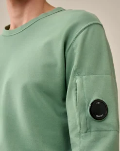 Hot C.P. Company Sweatshirt Med Blandet Bomuldsfleece Med Lynlas Gaze Hvid