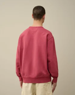 Hot C.P. Company Sweatshirt Med Blandet Bomuldsfleece Med Lynlas Agave Gron