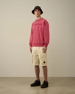 Hot C.P. Company Sweatshirt Med Blandet Bomuldsfleece Med Lynlas Agave Gron