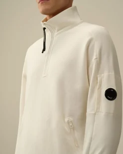 Best C.P. Company Sweatshirt Med Diagonal Fleece I Bomuld Blaek Bla