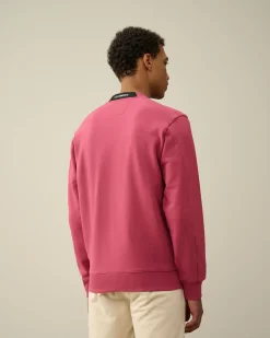 Fashion C.P. Company Sweatshirt Med Diagonal Fleece I Bomuld Rod Knop