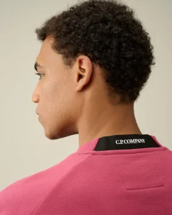 Fashion C.P. Company Sweatshirt Med Diagonal Fleece I Bomuld Rod Knop
