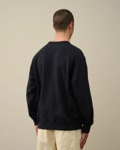 Sale C.P. Company Sweatshirt Med Diagonal Fleece I Bomuld Stjernelys Bla