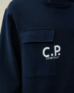 Best Sale C.P. Company Sweatshirt Med Diagonal Fleece I Bomuld Rod Knop
