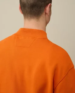 Clearance C.P. Company Sweatshirt Med Diagonal Fleece I Bomuld Guld Flamme-Orange