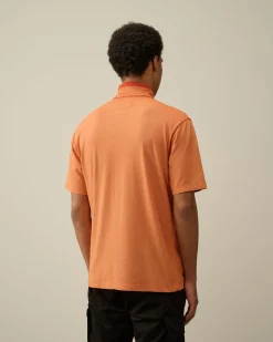 Online C.P. Company Tacting Piquet Poloshirt Med Lynlas Guld Flamme-Orange
