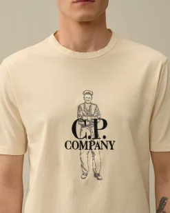 Fashion C.P. Company Tacting Piquet Poloshirt Med Lynlas Stjernelys Bla