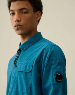 Discount C.P. Company Taylon L Skjorte Med Lynlas Rod Knop