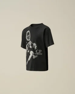 Discount C.P. Company U16 Bomuldsjersey 30/1 Grafisk T-Shirt Gaze Hvid