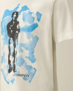 Fashion C.P. Company U16 Bomuldsjersey 30/1 Logo T-Shirt Gaze Hvid