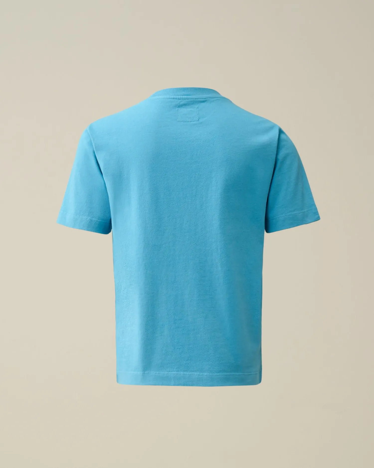 Fashion C.P. Company U16 Bomuldsjersey 30/1 Logo-T-Shirt Med Labelstil Niagara-Bla