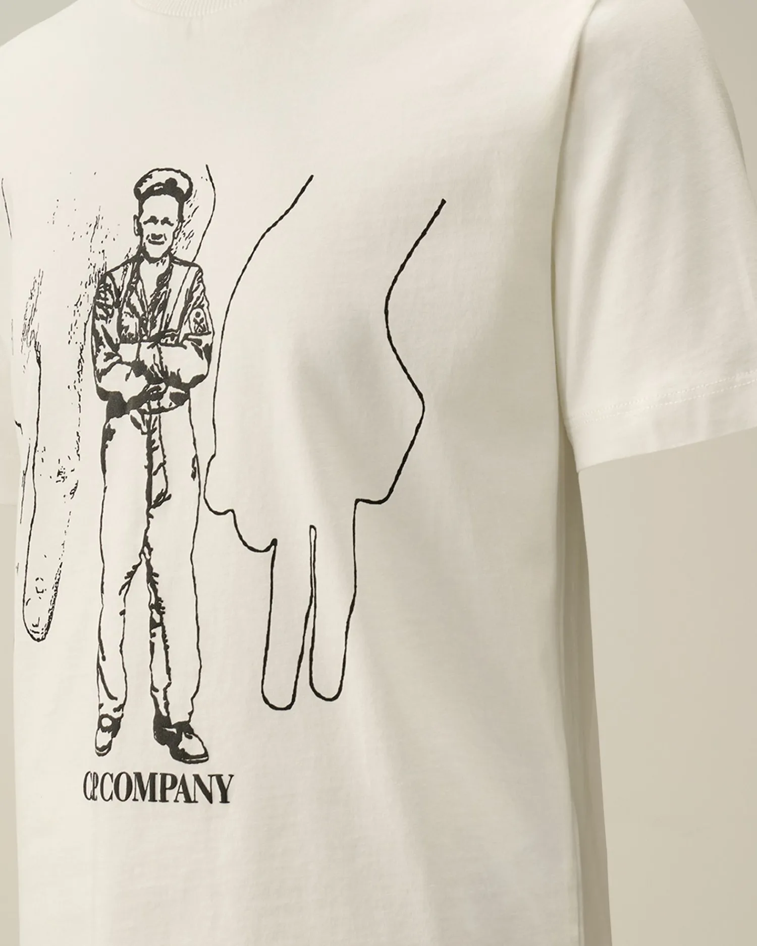 Fashion C.P. Company U16 Bomuldstroje 30/1 Maxi Logo T-Shirt Gaze Hvid