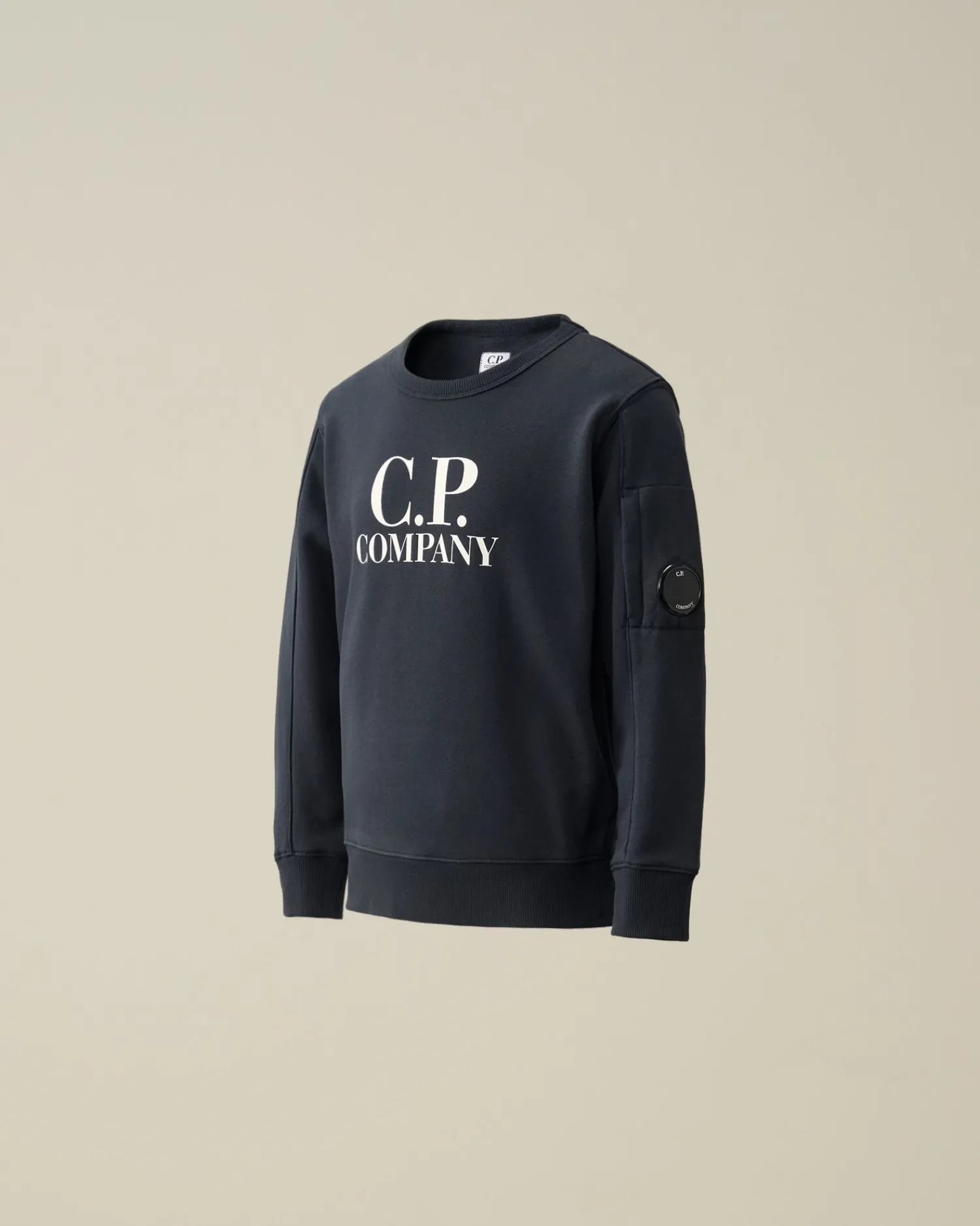 Discount C.P. Company U16 Diagonal Fleece Logo Sweatshirt Total Eclipse-Blue