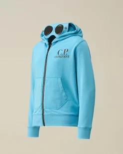 New C.P. Company U16 Let Fleece Grafisk Haettetroje Guld Flamme-Orange