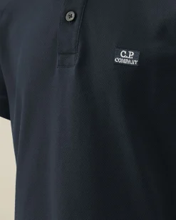 Sale C.P. Company U16 Stretch Piquet Logo Poloshirt Total Eclipse-Blue