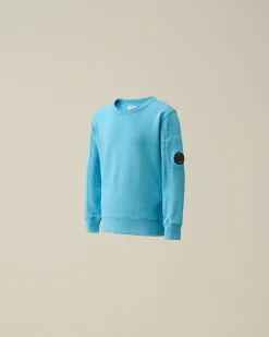 Store C.P. Company U16 Stretch Piquet Logo Stribet Poloshirt Med Krave Total Eclipse-Blue